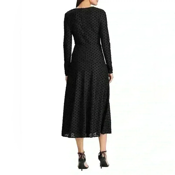 Ralph Lauren Polka Dot Velvet Fit & Flare Dress - Picture 2 of 13